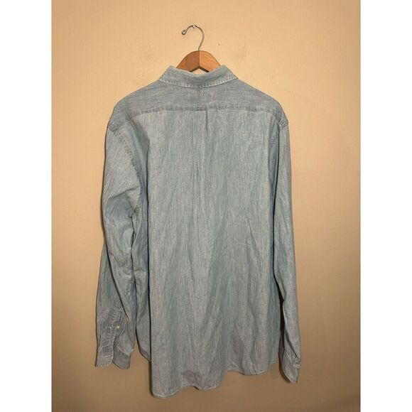 Polo Ralph Lauren Shirt Mens Light Denim Long Sleeve Classic Button Down XXL 2XL - Picture 3 of 5